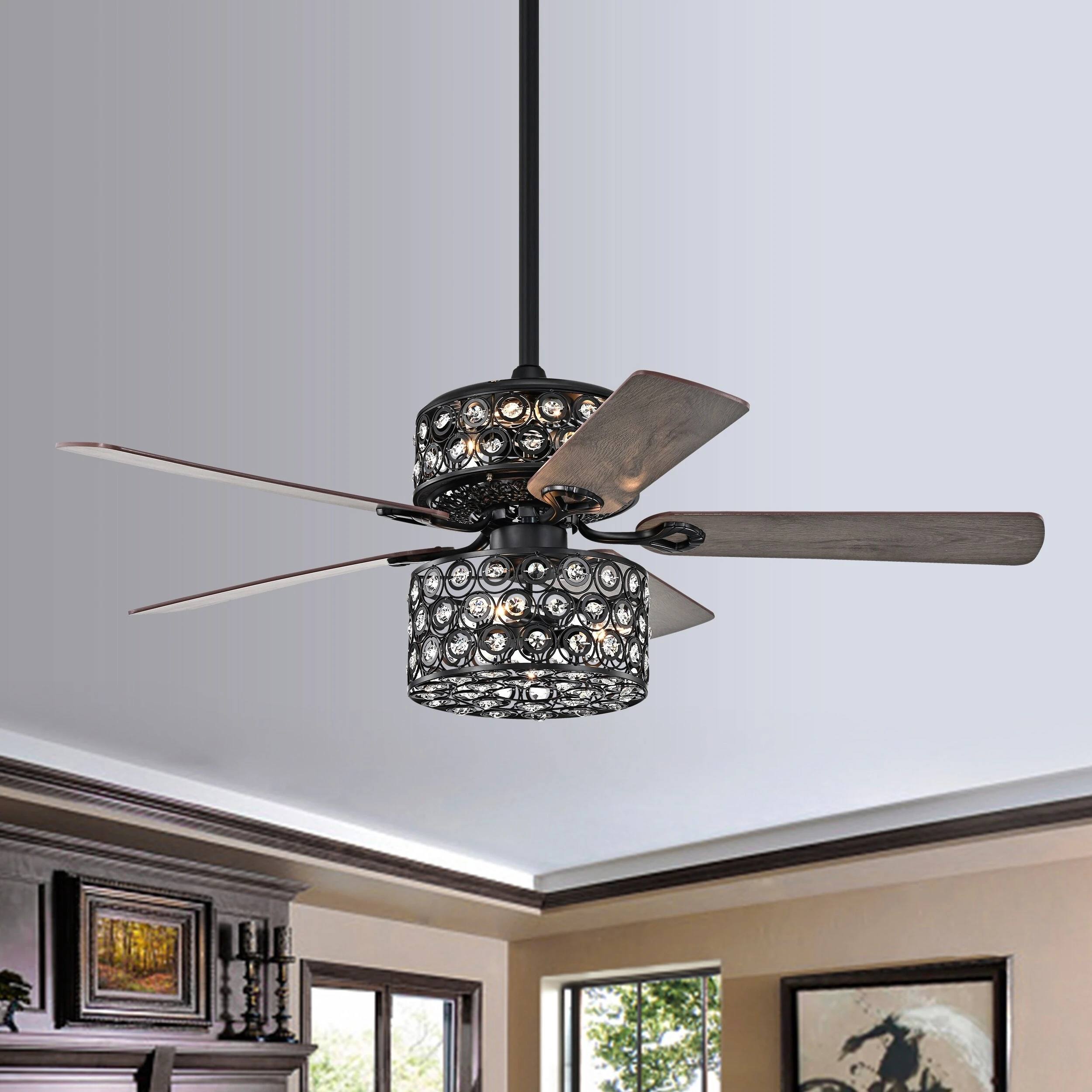 Brand new ???? Gracewood Hollow Iyer 52-inch Matte Black Ceiling Fan With Cutout Metal Drum Shade ???? 4 Brand new ???? Gracewood Hollow Iyer 52-inch Matte Black Ceiling Fan With Cutout Metal Drum Shade ???? - Image 2