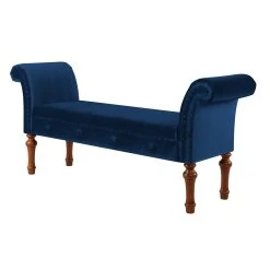Promo ⌛ Gracewood Hollow Rungano Entryway Bench With Rolled Arms Estate Blue ❤️