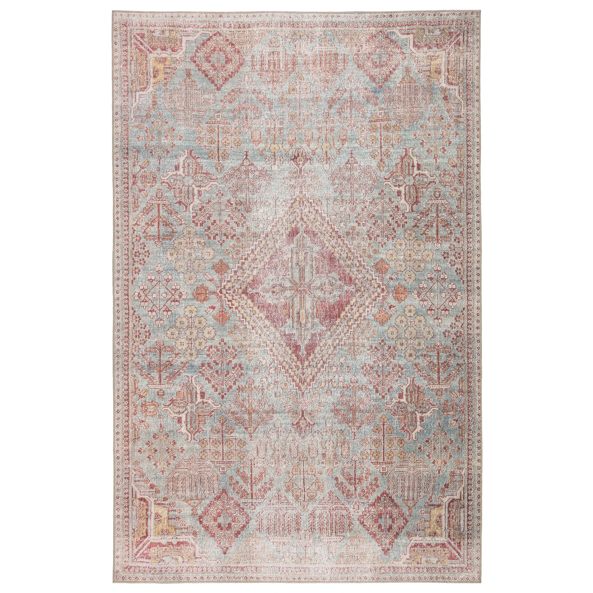 Best Pirce ???? Gracewood Hollow Cugoano Indoor/Outdoor Sky Blue/Pink Medallion Area Rug ???? 5 Best Pirce ???? Gracewood Hollow Cugoano Indoor/Outdoor Sky Blue/Pink Medallion Area Rug ???? - Image 3