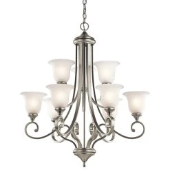 Discount ⌛ Gracewood Hollow Feraoun 9-light LED Brushed Nickel Chandelier ????