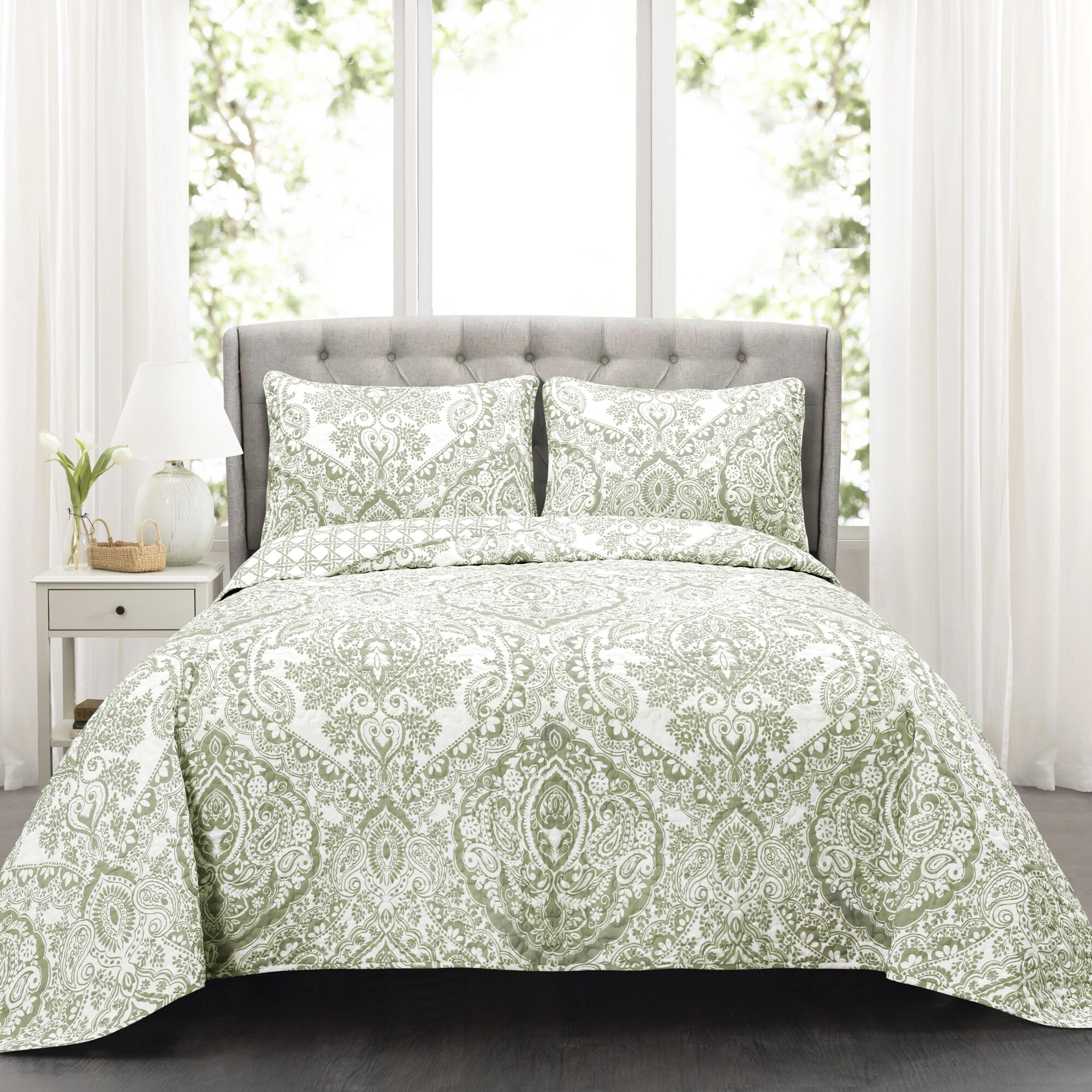 Budget ???? Gracewood Hollow Winchester Damask 3-piece Quilt Set Navy ???? 13 Budget ???? Gracewood Hollow Winchester Damask 3-piece Quilt Set Navy ???? - Image 11