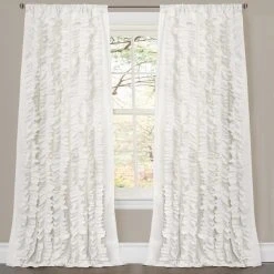Cheapest ✨ Gracewood Hollow Quist White Ruffled Curtain Panel ????