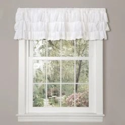 Cheapest ???? Gracewood Hollow Quist White Ruffled Valance - 84x18 ✨