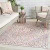 Hot Sale ???? Gracewood Hollow Dadzie Indoor/Outdoor Blue And Light Pink Medallion Area Rug ⭐