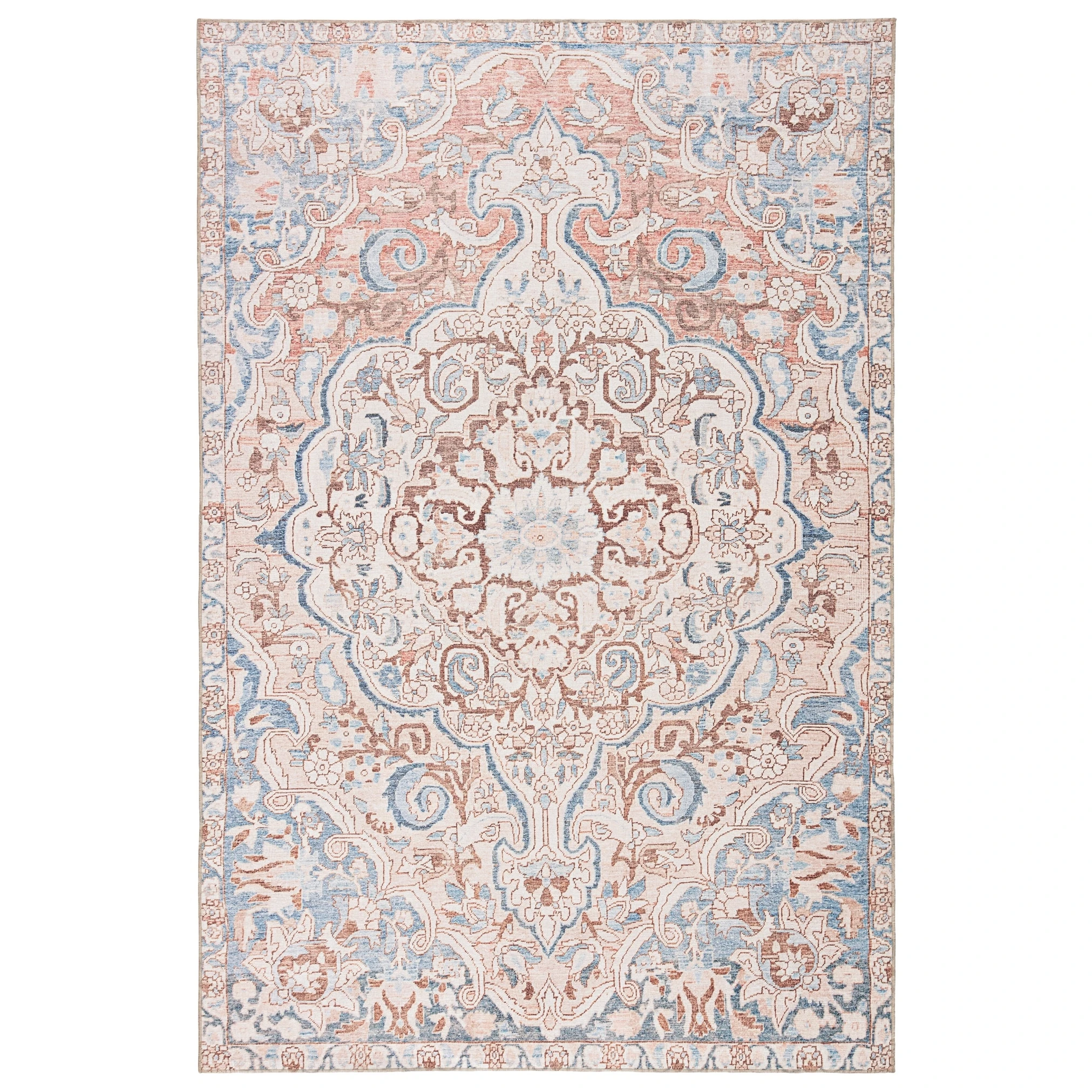 Hot Sale ???? Gracewood Hollow Dadzie Indoor/Outdoor Blue And Light Pink Medallion Area Rug ⭐ 5 Hot Sale ???? Gracewood Hollow Dadzie Indoor/Outdoor Blue And Light Pink Medallion Area Rug ⭐ - Image 3
