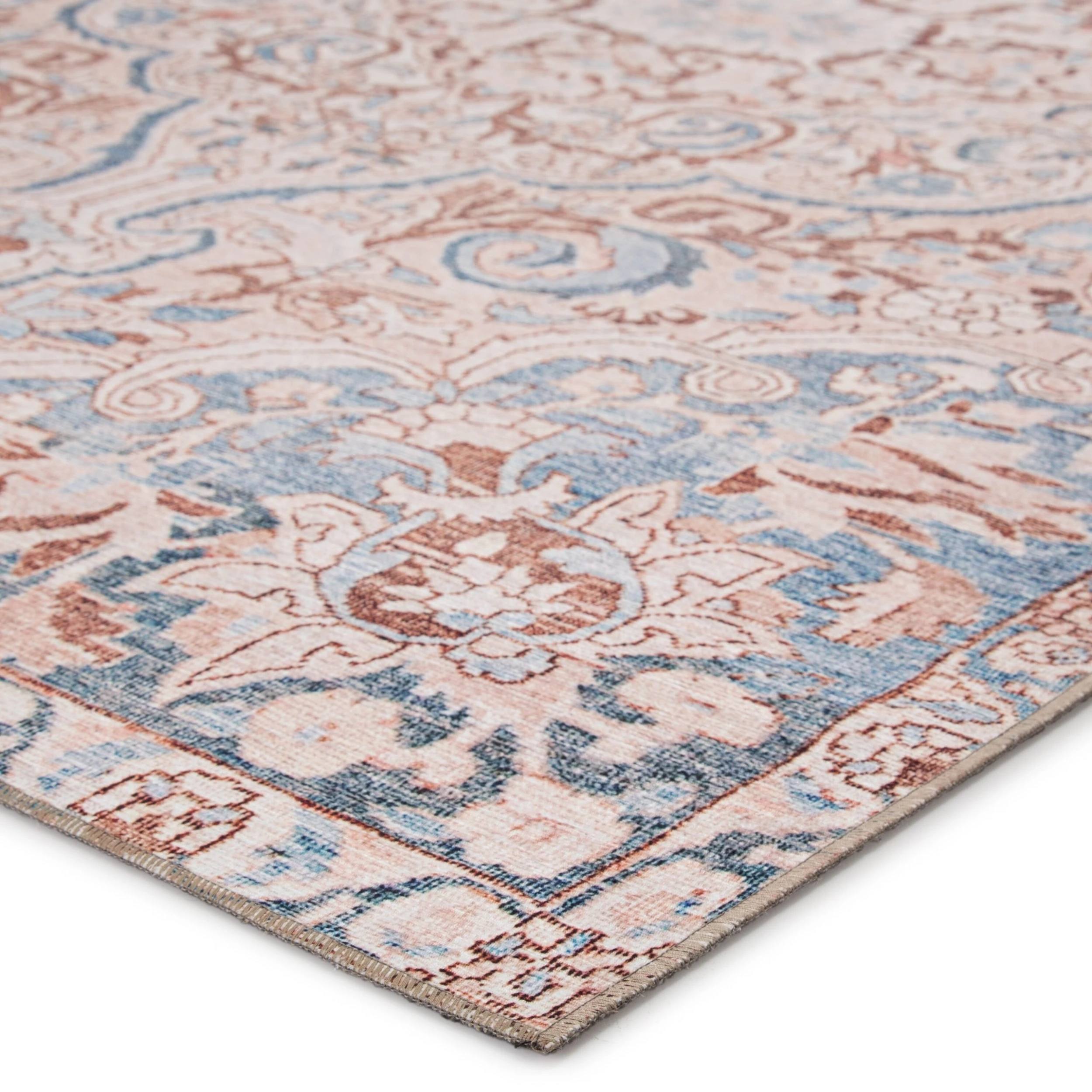 Hot Sale ???? Gracewood Hollow Dadzie Indoor/Outdoor Blue And Light Pink Medallion Area Rug ⭐ 6 Hot Sale ???? Gracewood Hollow Dadzie Indoor/Outdoor Blue And Light Pink Medallion Area Rug ⭐ - Image 4