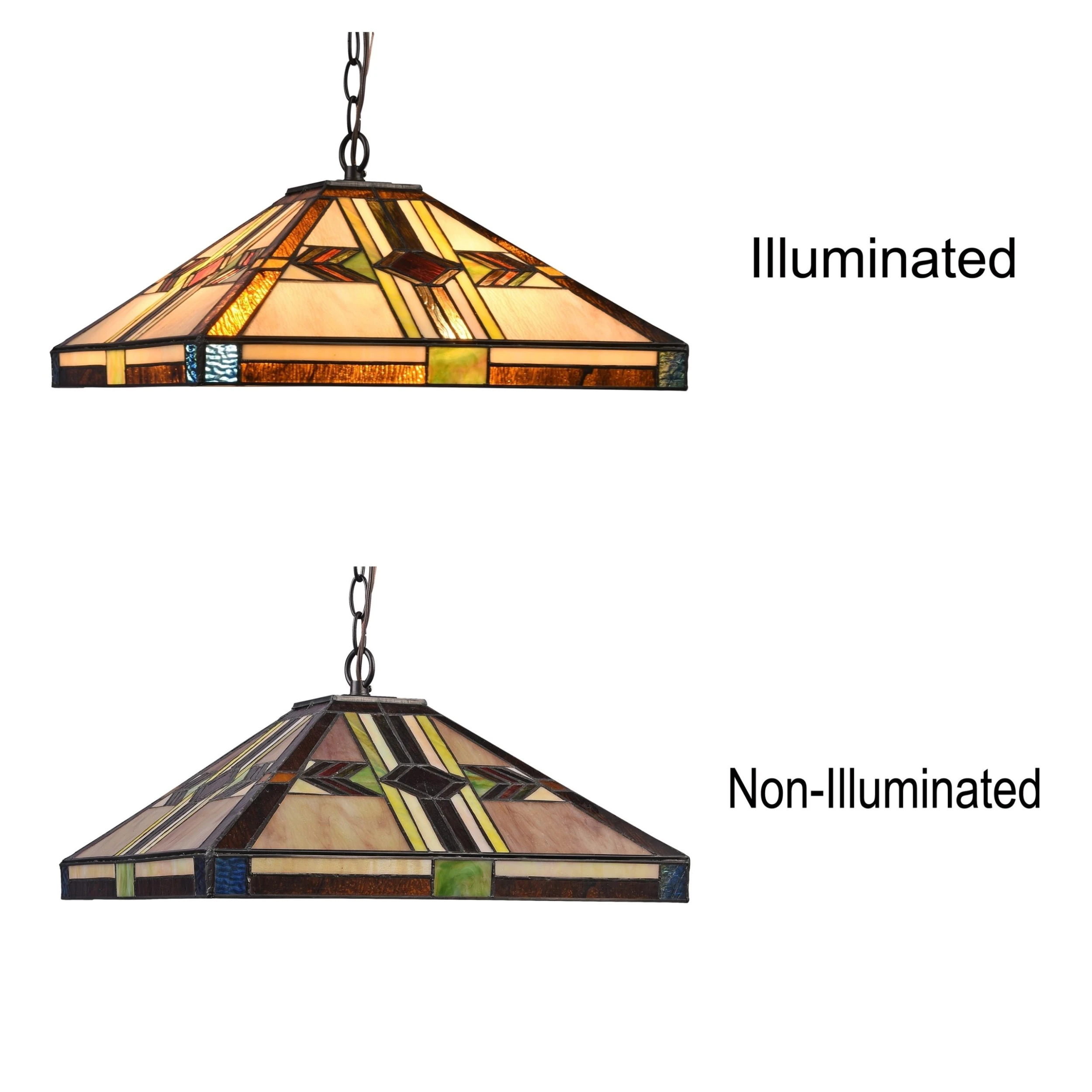Buy ???? Gracewood Hollow Kamanda 2-light Blackened Bronze Hanging Pendant With Multicolored Stained Glass Pyramidal Shade ???? 5 Buy ???? Gracewood Hollow Kamanda 2-light Blackened Bronze Hanging Pendant With Multicolored Stained Glass Pyramidal Shade ???? - Image 3