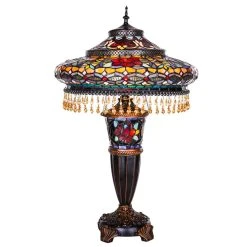 Flash Sale ???? Gracewood Hollow Lachmet Multicolored Stained Glass Table Lamp (27.5 In.) - 17"L X 17"W X 27.5"H ????