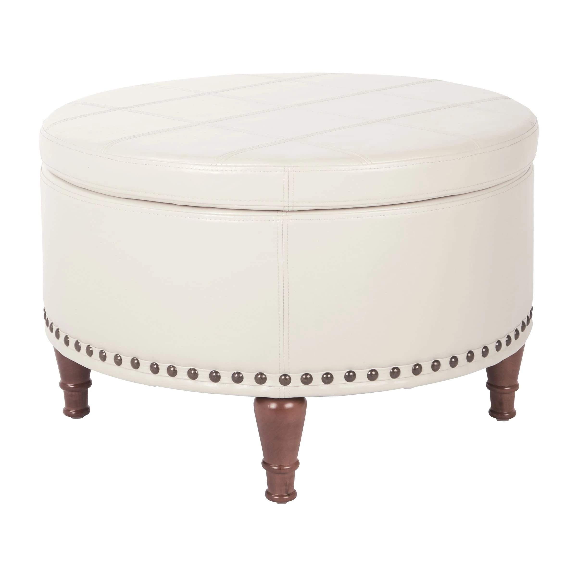 Best Sale ???? Gracewood Hollow Kuimba Faux Leather Storage Ottoman With Antique Bronze Nailheads Grey ???? 3 Best Sale ???? Gracewood Hollow Kuimba Faux Leather Storage Ottoman With Antique Bronze Nailheads Grey ????