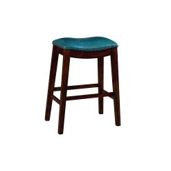 Hot Sale ???? Gracewood Hollow Parpetsi 30-inch Rubberwood Backless Bar Stool With Upholstered Seat Blue ????