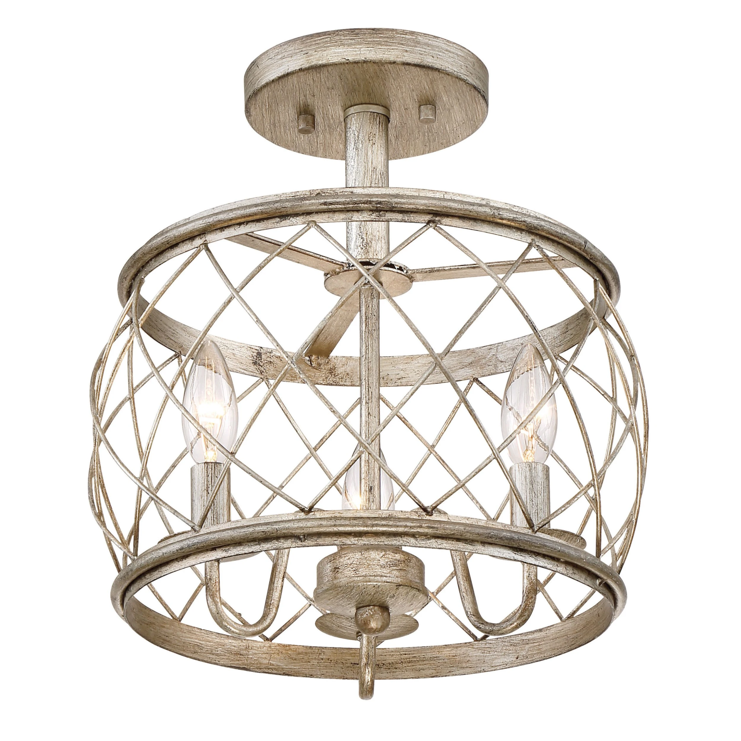 Best deal ???? Gracewood Hollow Muzaka Century Silver Leaf Steel 3-light Semi-flush Light - Century Silver Leaf ???? 6 Best deal ???? Gracewood Hollow Muzaka Century Silver Leaf Steel 3-light Semi-flush Light - Century Silver Leaf ???? - Image 4