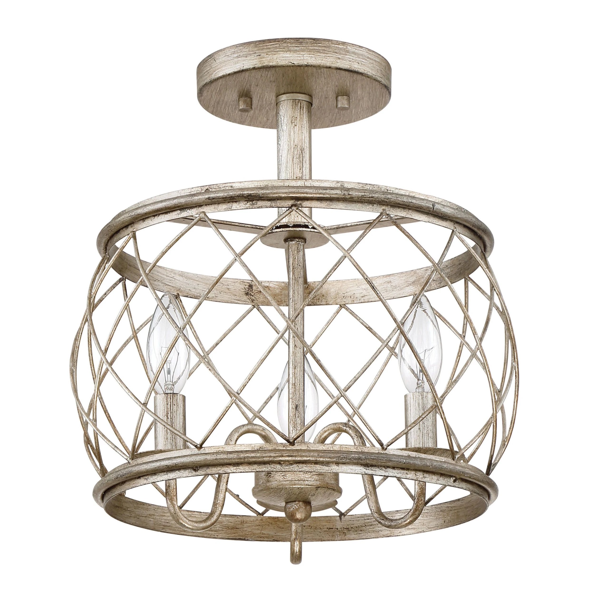 Best deal ???? Gracewood Hollow Muzaka Century Silver Leaf Steel 3-light Semi-flush Light - Century Silver Leaf ???? 4 Best deal ???? Gracewood Hollow Muzaka Century Silver Leaf Steel 3-light Semi-flush Light - Century Silver Leaf ???? - Image 2