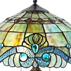 Flash Sale ⭐ Gracewood Hollow Asdreni 20-inch Stained Glass Tiffany Lamp - 14"L X 14"W X 20.25"H ???? -Gracewood Hollow shop River of Goods 20 High Vivienne Stained Glass Green Table Lamp 64e13c2e b81a 41a2 9175 013fc029adb9 1000