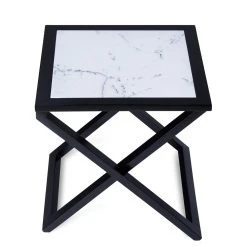 Top 10 ✨ Gracewood Hollow Kikic Natural Marble And Black Solid Wood X-end Accent Table ????