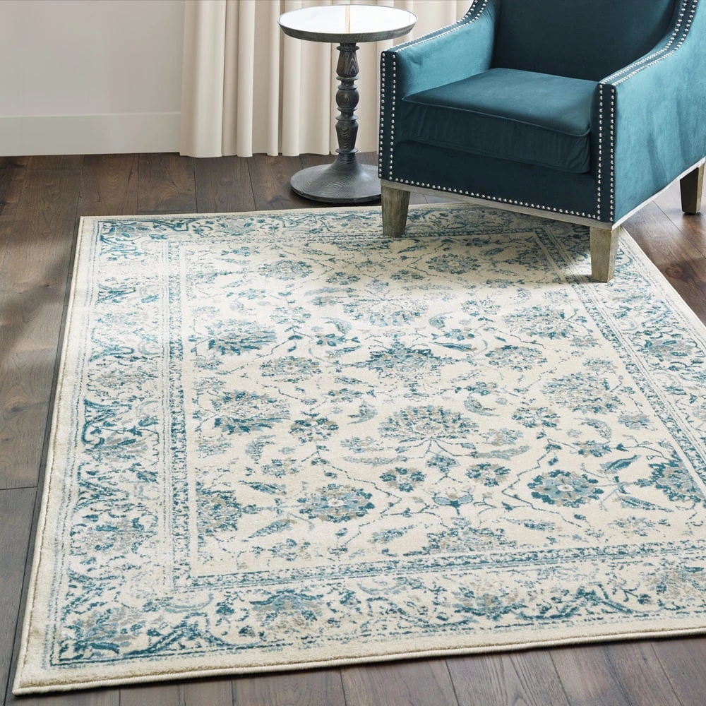Brand new ???? Gracewood Hollow Strete Traditional Area Rug Cream/blue ???? 9 Brand new ???? Gracewood Hollow Strete Traditional Area Rug Cream/blue ???? - Image 7