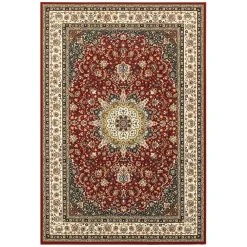 Hot Sale ???? Gracewood Hollow Stora Red/Ivory Classic Medallion Area Rug ????