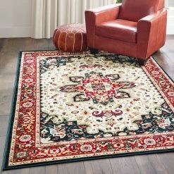 Hot Sale ???? Gracewood Hollow Adair Medallion Area Rug Red/cream ❤️