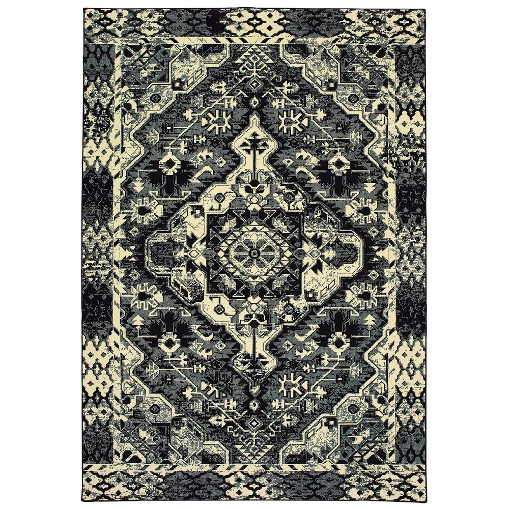 Hot Sale ✨ Gracewood Hollow Moss Medallion Black/ Ivory Micro Fiber Rug Black/cream ???? 7 Hot Sale ✨ Gracewood Hollow Moss Medallion Black/ Ivory Micro Fiber Rug Black/cream ???? - Image 5