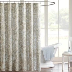 New ???? Gracewood Hollow LaFavor Cotton Shower Curtain Blue ????