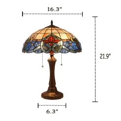 Budget ⭐ Gracewood Hollow Kalonji 2-light Dark Bronze Table Lamp With Multicolored Stained Glass Dome Shade ???? -Gracewood Hollow shop Tiffany Style 2 light Dark Bronze Table Lamp 5e31963d b5a1 45a6 95f1 74c20541bbbb