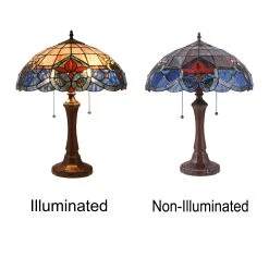 Budget ⭐ Gracewood Hollow Kalonji 2-light Dark Bronze Table Lamp With Multicolored Stained Glass Dome Shade ???? -Gracewood Hollow shop Tiffany Style 2 light Dark Bronze Table Lamp ed88d424 5c8f 46e3 9830 4b0cf74d00de