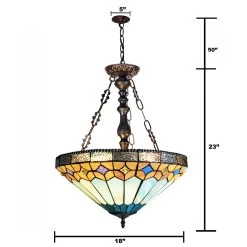 Hot Sale ❤️ Gracewood Hollow Chennault Tiffany-style Geometric 2-light Antique Bronze Pendant With 3 Hang Chains ???? -Gracewood Hollow shop Tiffany Style Geometric Design 2 light Antique Bronze Pendant 96d76113 155b 40b5 a15d fa5f19e17f3f
