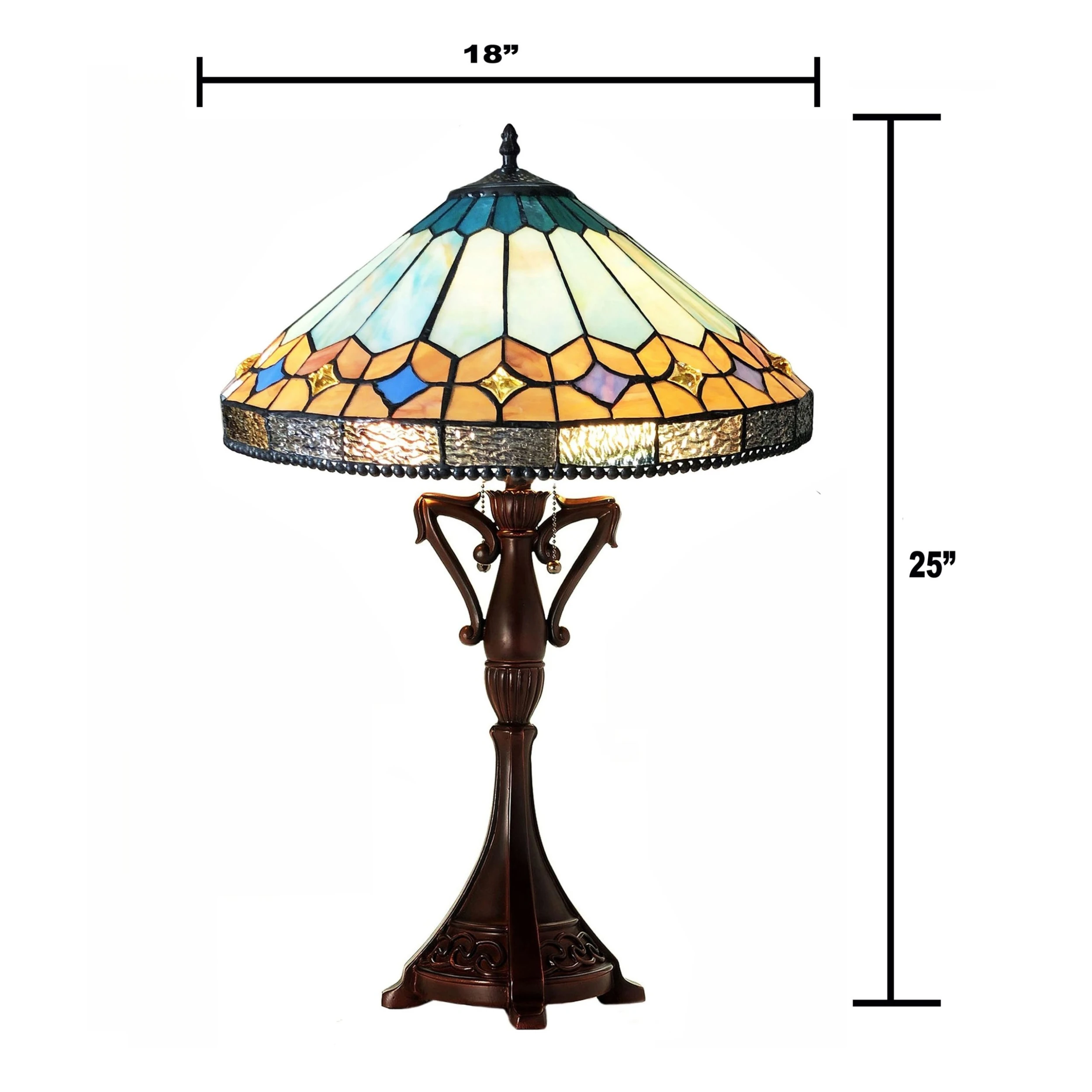 Best deal ???? Gracewood Hollow Chennault Tiffany-style Geometric 2-light Antique Bronze Table Lamp ???? 6 Best deal ???? Gracewood Hollow Chennault Tiffany-style Geometric 2-light Antique Bronze Table Lamp ???? - Image 4