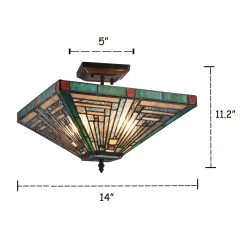 Budget ???? Gracewood Hollow Kamatenda 2-light Mission-style Stained Glass Semi-flush Mount ⭐ -Gracewood Hollow shop Tiffany Style Mission Design 2 light Semi Flush Mount 258c3f99 57ef 4343 b120 3221dda34aba