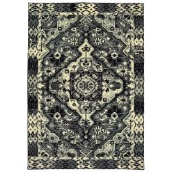 Hot Sale ✨ Gracewood Hollow Moss Medallion Black/ Ivory Micro Fiber Rug Black/cream ????