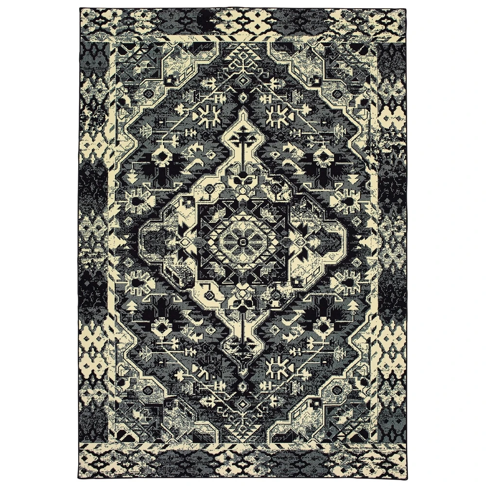 Hot Sale ✨ Gracewood Hollow Moss Medallion Black/ Ivory Micro Fiber Rug Black/cream ???? 3 Hot Sale ✨ Gracewood Hollow Moss Medallion Black/ Ivory Micro Fiber Rug Black/cream ????