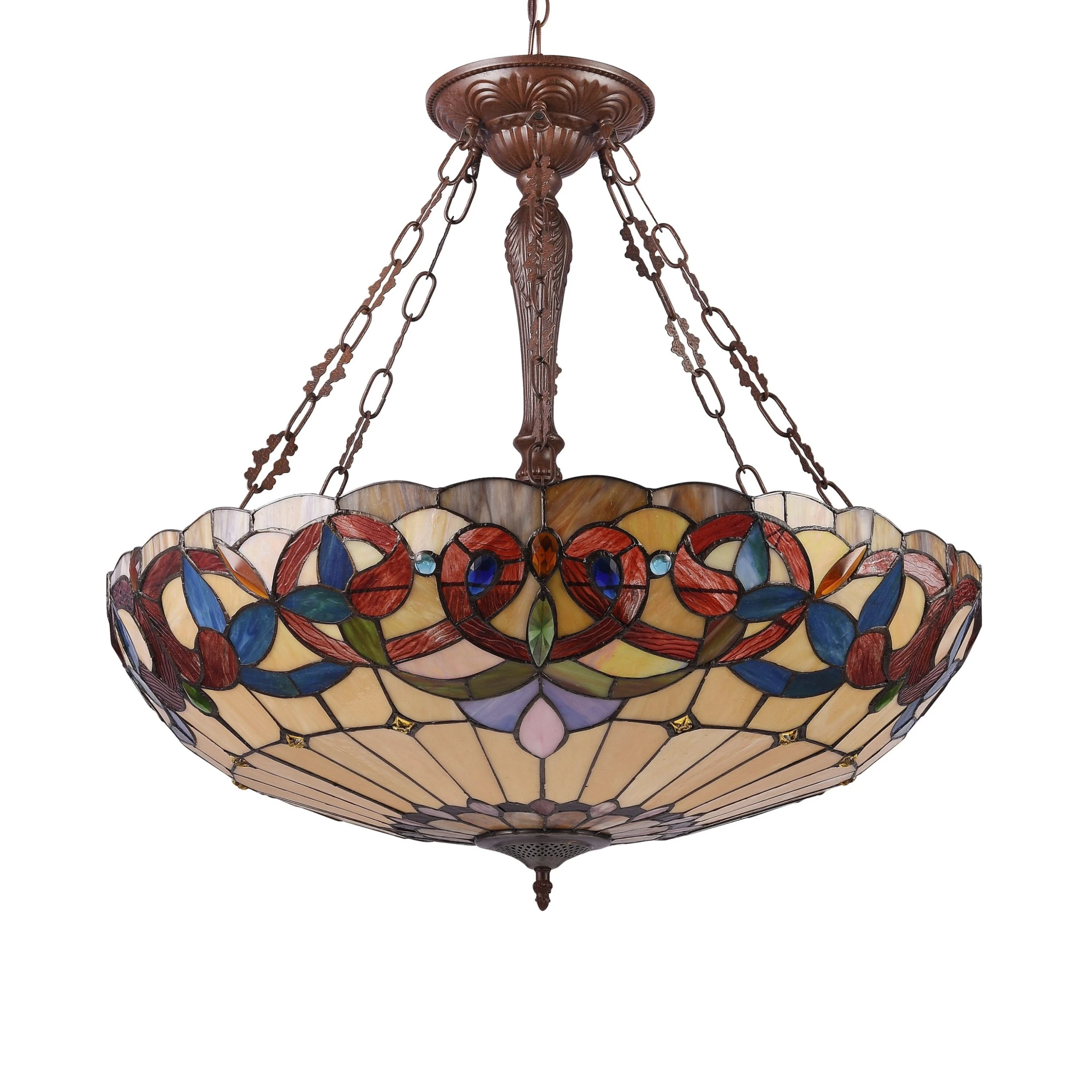 Buy ???? Gracewood Hollow Tchichelle 4-light Stained Glass And Antique Dark Bronze Inverted Pendant - Multi-Color/Dark Anti-Bronze ???? 5 Buy ???? Gracewood Hollow Tchichelle 4-light Stained Glass And Antique Dark Bronze Inverted Pendant - Multi-Color/Dark Anti-Bronze ???? - Image 3