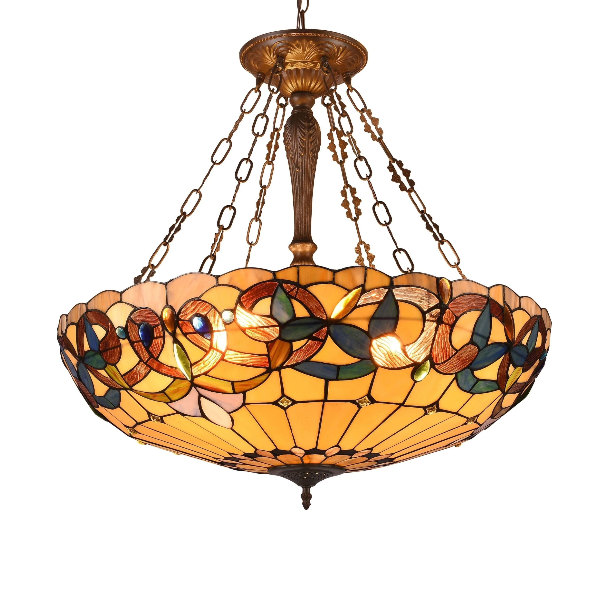 Buy ???? Gracewood Hollow Tchichelle 4-light Stained Glass And Antique Dark Bronze Inverted Pendant - Multi-Color/Dark Anti-Bronze ???? 4 Buy ???? Gracewood Hollow Tchichelle 4-light Stained Glass And Antique Dark Bronze Inverted Pendant - Multi-Color/Dark Anti-Bronze ???? - Image 2
