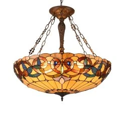Buy ???? Gracewood Hollow Tchichelle 4-light Stained Glass And Antique Dark Bronze Inverted Pendant - Multi-Color/Dark Anti-Bronze ????