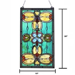 Flash Sale ???? Gracewood Hollow Eaton Multicolored Rectangular Glass Window Panel/Suncatcher ???? -Gracewood Hollow shop Victorian Design Window Panel Suncatcher 016c81cc e0f2 4eb6 a773 477d786ff992