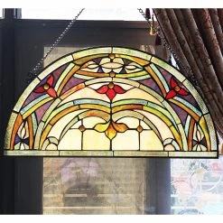 Coupon ✨ Gracewood Hollow Chu Glass Half-circle Window Panel/Suncatcher ????