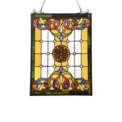 Best Sale ✨ Gracewood Hollow Taboye Victorian Stained Glass Window Panel Suncatcher ????