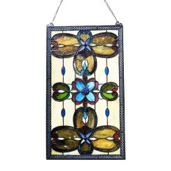Wholesale ???? Gracewood Hollow Davies Rectangular Glass Window Panel/Suncatcher With Geometric Accents ???? -Gracewood Hollow shop Victorian Design Window Panel Suncatcher 5f75e127 c08c 463f 83e9 bcd776bfd767