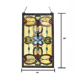 Wholesale ???? Gracewood Hollow Davies Rectangular Glass Window Panel/Suncatcher With Geometric Accents ???? -Gracewood Hollow shop Victorian Design Window Panel Suncatcher 77329794 8c39 443a 9a8e 53c3f2a5a342