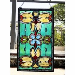 Flash Sale ???? Gracewood Hollow Eaton Multicolored Rectangular Glass Window Panel/Suncatcher ????