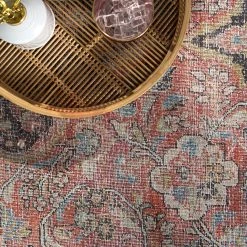 Wholesale ???? Gracewood Hollow Eddo Indoor/Outdoor Red And Light Blue Medallion Area Rug ???? -Gracewood Hollow shop Yanis Indoor Outdoor Medallion Red Light Blue Area Rug 2