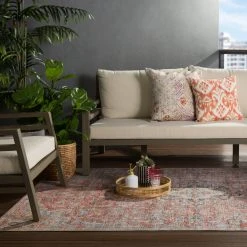 Wholesale ???? Gracewood Hollow Eddo Indoor/Outdoor Red And Light Blue Medallion Area Rug ???? -Gracewood Hollow shop Yanis Indoor Outdoor Medallion Red Light Blue Area Rug 3